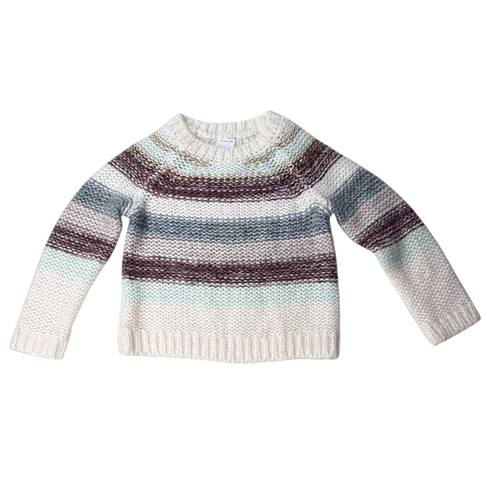 Kids Palomino Knit Sweater 2T Girls Boys Striped Metallic Gold Brown Green Cream
